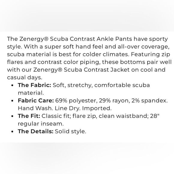 Chico’s SZ 4 Zenergy Scuba ankle pants - Picture 5 of 11